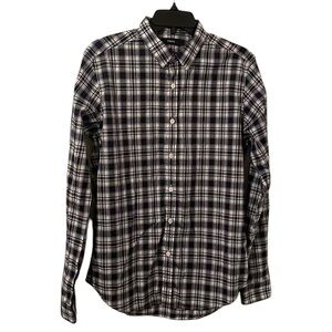 THEORY | Men’s Navy/White Zack Trim Fit Plaid Button Down Shirt Size M